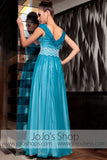 Ocean Blue Fish Scales V Neck Prom Evening Formal Dress DQ830829