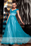 Ocean Blue Fish Scales V Neck Prom Evening Formal Dress DQ830829
