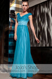 Ocean Blue Fish Scales V Neck Prom Evening Formal Dress DQ830829