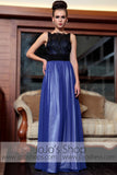 Blue Black Modest Sleeveless Prom Evening Formal Dress DQ830847