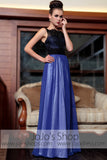 Blue Black Modest Sleeveless Prom Evening Formal Dress DQ830847