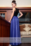 Blue Black Modest Sleeveless Prom Evening Formal Dress DQ830847