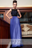 Blue Black Modest Sleeveless Prom Evening Formal Dress DQ830847