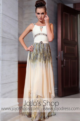 Champagne Lepoard Print Prom Evening Formal Dress DQ830849