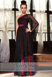 Black Multicolor One Shoulder Grecian Prom Evening Formal Dress DQ830861