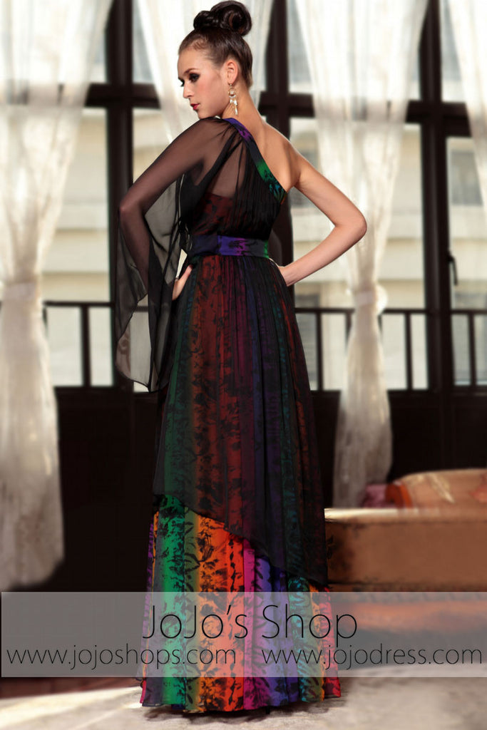 Black Multicolor One Shoulder Grecian Prom Evening Formal Dress DQ8308 jojos Black Multicolor One Shoulder Grecian Prom Evening Formal Dress DQ8308 jojos