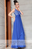 Blue Emboridered Scoop Neck Elegant Prom Evening Formal Dress DQ830875