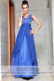 Blue Emboridered Scoop Neck Elegant Prom Evening Formal Dress DQ830875