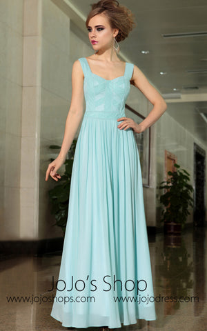 Elegant Pastel Blue Formal Prom Evening Cocktail Dress With Straps DQ830876