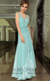 Pastel Blue Grecian Chiffon Formal Prom Evening Cocktail Dress DQ830877