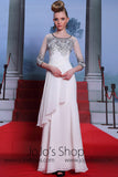 Elegant 3/4 Sleeve Ivory Chiffon Prom Dress DQ830883