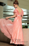 Pink Butterfly Sleeves Chiffon Ruffle Formal Prom Evening Cocktail Dress DQ830890