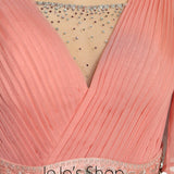 Pink Butterfly Sleeves Chiffon Ruffle Formal Prom Evening Cocktail Dress DQ830890