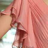 Pink Butterfly Sleeves Chiffon Ruffle Formal Prom Evening Cocktail Dress DQ830890