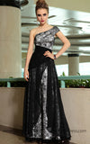 Grecian Black Lace One Shoulder Asymetrical Prom Evening Cocktail Dress DQ830892