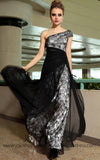 Grecian Black Lace One Shoulder Asymetrical Prom Evening Cocktail Dress DQ830892