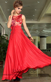 Grecian Red Jewel Neck Modest Chiffon Formal Prom Evening Cocktail Dress DQ830896