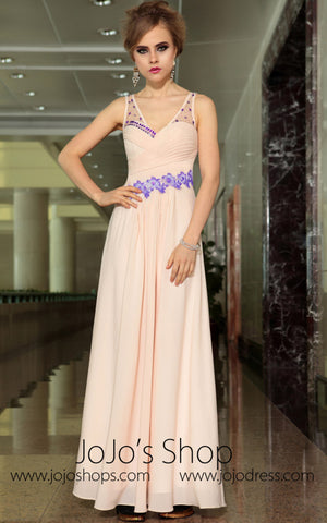 Grecian V Neck Blush Pink Slim Chiffon Formal Prom Evening Cocktail Dress DQ830898