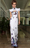 Mandarin Collar Short Sleeve Slim Formalprom Evening Cocktail Dress DQ830901