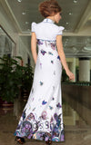 Mandarin Collar Short Sleeve Slim Formalprom Evening Cocktail Dress DQ830901