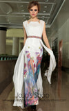 Grecian Floral Hand Painted Ivory Chiffon Formal Prom Evening Cocktail Dress DQ830905