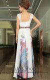 Grecian Floral Hand Painted Ivory Chiffon Formal Prom Evening Cocktail Dress DQ830905