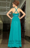 Teal Green Cross Back Ruffle Formalprom Evening Cocktail Dress DQ830908