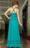 Teal Green Cross Back Ruffle Formalprom Evening Cocktail Dress DQ830908