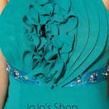 Teal Green Cross Back Ruffle Formalprom Evening Cocktail Dress DQ830908