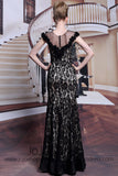 Modest Black Lace Floor Length Formal Prom Dress DQ830910