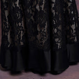 Modest Black Lace Floor Length Formal Prom Dress DQ830910