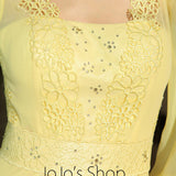 Yellow Chiffon Modest Daisy Long Sleeve Formal Prom Evening Cocktail Dress DQ830911