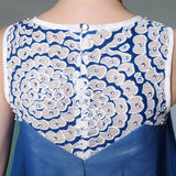 Jewel Neck Blue Chiffon Formal Prom Dress DQ830915