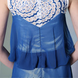 Jewel Neck Blue Chiffon Formal Prom Dress DQ830915