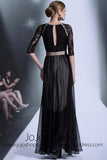 Black Long Sleeves Chiffon Formal Prom Dress DQ830916