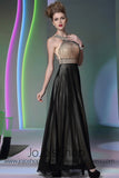 Champagne And Black Grecian Prom Formal Dress DQ830920