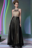 Champagne And Black Grecian Prom Formal Dress DQ830920