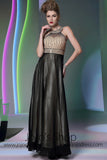 Champagne And Black Grecian Prom Formal Dress DQ830920