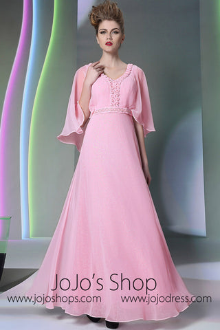 Pink Modest Formal Prom Evening Dress DQ830929