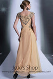 Grecian Champagne Floor Length Chiffon Formal Prom Dress DQ830933