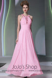 Pink Low Back Halter Formal Dress DQ830938