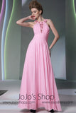 Pink Low Back Halter Formal Dress DQ830938