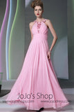 Pink Low Back Halter Formal Dress DQ830938