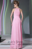 Pink Low Back Halter Formal Dress DQ830938