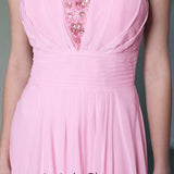 Pink Low Back Halter Formal Dress DQ830938