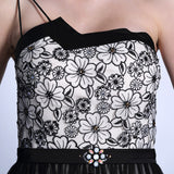 One Shoulder Black Lace Formal Prom Dress DQ830939