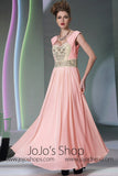 Pink Emobroidered Low Back Forml Prom Dress DQ830947