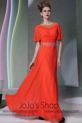 Orange Low Back Grecian Formal Prom Dress DQ830949