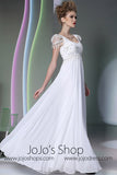 Regency White Cap Sleeves Formal Prom Dress DQ830951