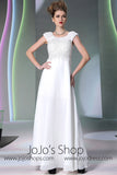 Modest Ivory Cap Sleeves Formal Prom Evening Dress DQ830952